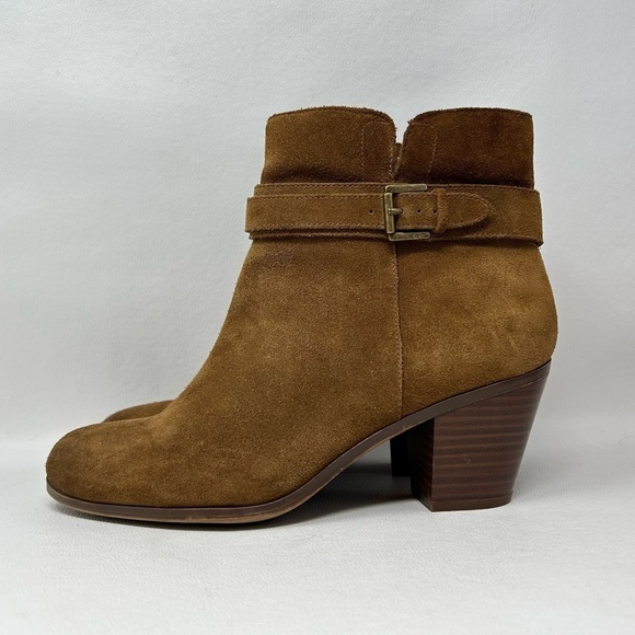 Sam Edelman Lynne Women's Suede Booties Size 9 Brown Block Heel Boots - Picture 1 of 12